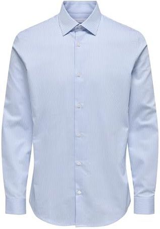 Only & Sons - ONSJIM - Overhemd - Lichtblauw/Wit - Slim Fit - Lange Mouw