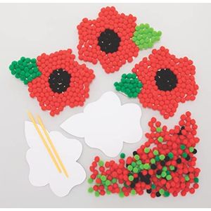 Baker Ross FE782 Poppy Pom Pom-kits - set van 5, Verjaardag knutselen, Pom Pom-knutsels voor kinderen om te maken, te versieren en te tonen, creatieve activiteiten voor kinderen