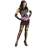 Widmann - Kostuum neon skelet meisjes, jurk en armwarmers, skelet, carnaval, Halloween