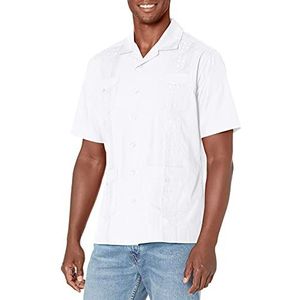 Cubavera Men's Big and Tall Four-Pocket Mini Pintuck Embroidered Authentic Guayabera Shirt, Short Sleeve Button Down, Breathable Fabric, Pure White, Medium
