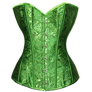 Bslingerie® Korset Bustier Brocade Overbust voor Dames, Celeste Y Blanco, S