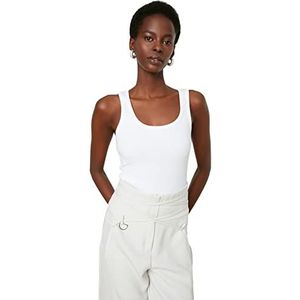 Hemden - Wit - 98% Katoen, 2% Elastaan - Spaghettibandjes, Diepe Ronde Hals