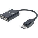 Manhattan DisplayPort naar VGA converterkabel (DisplayPort-stekker naar HD15-bus 15 cm actief) zwart 151962