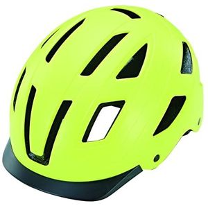 Fietshelm met geïntegreerde LED, EKO, ABS harde schaal: Robuuste geconstrueerde helm van EPS en gespoten textuur buitenschaal, grootte: 55-58 cm, kleur: fluorescerend geel