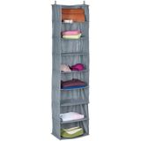 Relaxdays kast organizer hangend, 8 vakken, stof, HBD: 140x36x20 cm, kledingopberger camping, voor kledingkast, grijs