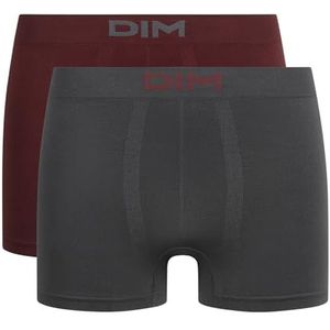 DIM Boxershorts voor heren, Seamless Micro x2, Kwarts Grijs/Koud Bordeaux, M