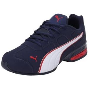 PUMA Unisex Tazon 7 Evo Road hardloopschoen, Puma Navy voor All Time Red, 37.5 EU