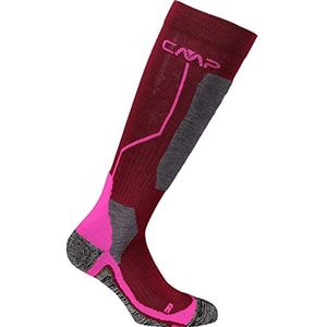 CMPI5 Skisokken van wol, unisex - volwassenen, Bourgondië Pink Fluo, 34/36