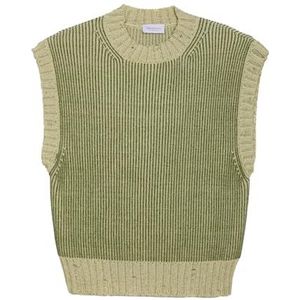 Diana Studio Gebreid vest met scheuren, heren, viscose, casual fit, donkergroen/crème, gemaakt in Italië, donkergroen en crème, L