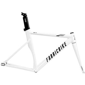 FabricBike AERO - fixed gear bike frameset, single speed fixie frameset, aluminium frame en carbon voorvork, 3 maten, 2.145g (M maat) (Glossy White & Black, S-49cm)