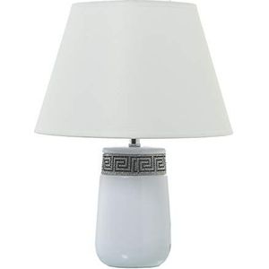 DRW Tafellamp van keramiek in wit met strass-steentjes, 30 x 39 cm, sokkel 11,5 x 26 cm