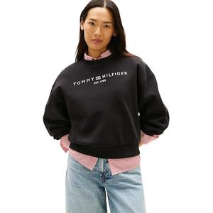Tommy Hilfiger Dames CORP LOGO MDRN SWTSRT WW0WW47831 Pullover Sweatshirt, ZWART (Zwart), XXS, Zwart (zwart), XXS