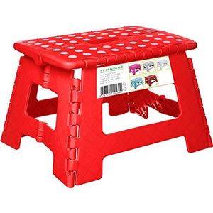Splendole Kleine opvouwbare stapkruk 22cm antislip top compacte opvouwbare plastic kruk gemakkelijk op te bergen, perfect voor keukenstap of badkamerstap (rood)