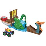 ​Hot Wheels Monstertrucks Hongerig Moeras Speelset, Waterspeelset met 1 Monstertrucks Color Shifters truck, speelgoed voor kinderen vanaf 4 jaar, HGV14