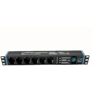 Infitronic INSV1023 – 19 inch PDU 1HE 6-voudige stekkerdoos stroomverdeler met overspanningsbeveiliging + stroomindicator