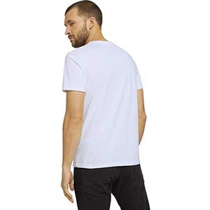 TOM TAILOR T-shirt met logo-print van biologisch katoen heren 1021229,20000 - White,XL
