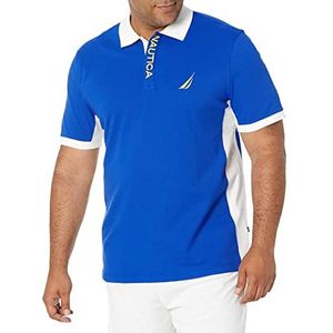 Nautica Heren Color Block Performance Pique poloshirt met korte mouwen, BRIGHT COBALT, XL