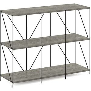 Furinno Besi 3 x 2 industriële multifunctionele plank display rack met metalen frame, Finn Oak