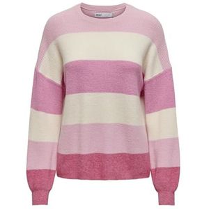 ONLATIA L/S Stripe Pullover KNT NOOS, Pink Lady/Stripes:w. Jetstream/Moonlight/Pink Yarrow, XL