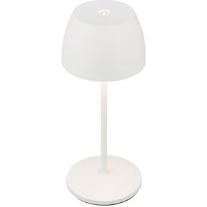 BRILONER - Mini LED tafellamp draadloos IP44 met oplaadstation, traploos dimbaar, oplaadbare batterij & lichtbron verwisselbaar, bedlamp, LED lamp, 8x20,5 cm (DxH), wit
