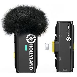 Hollyland Lark C1 Lavalier-microfoon voor iPhone, draadloos, MFi-gecertificeerd, plug & play, actieve ruisonderdrukking, afspelen zonder uitsteken 8H batterijautonomie Hi-Fi Audio superlicht draagbaar