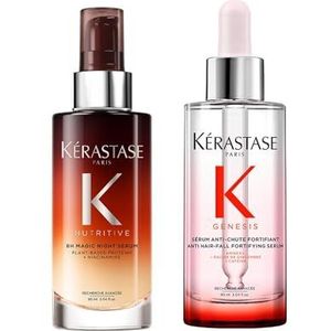 Kérastase, Routine tegen haaruitval en voor voeding, Set met Night Serum en Serum, Beschermt & Versterkt, Edelweiss & Gemberwortel, Voor droog haar met neiging tot uitval, Nutritive + Genesis