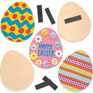 Baker Ross houten magneten ""Paasei"" (10 stuks) – knutselidee voor Pasen voor kinderen om te versieren en vormgeven