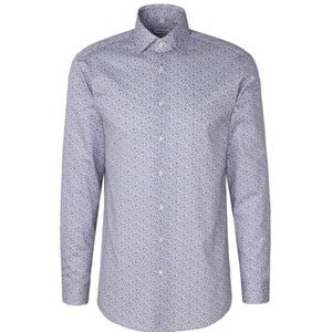 Seidensticker Zakelijk overhemd voor heren, regular fit, gemakkelijk te strijken, Kent-kraag, lange mouwen, 100% katoen, blauw, 39