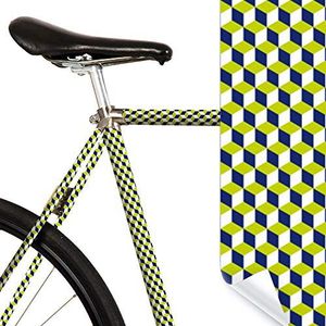 MOOXIBIKE Unisex – volwassenen fietsfolie met patroon voor racefiets, groen, 1 x 150 x 13 cm
