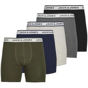 JACK & JONES Boxershorts voor heren, Lichtgrijs gemêleerd/verpakking: dmg - zwart - Forest Night - Navy Blazer, S
