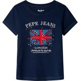 Pepe Jeans - Flag T-shirt - Blauw - Katoen - 1 stuk