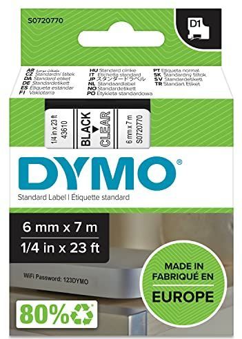 Dymo - LabelManager D1 - Labeltape - Transparant - 6mm - 5 Stuks