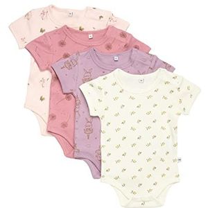 Pippi Uniseks Baby Body SS AO-print (4-pack) Underwear, Dusty Rose, 104, roze (dusty rose), 104 cm