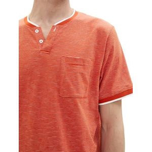 TOM TAILOR Heren T-shirt, 35600 - Marocco Orange Fine Stripe, 3XL