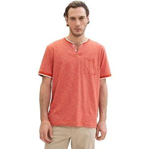 TOM TAILOR Heren T-shirt, 35600 - Marocco Orange Fine Stripe, M