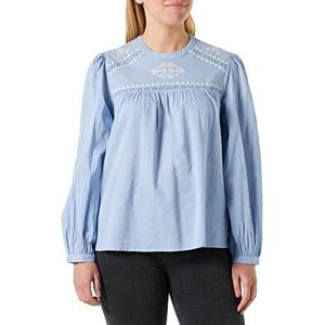 Springfield Geborduurde blouse en kant, Medium Blauw, 38