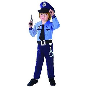 Ciao - Politieagent kinderkostuum met gevoerde borstspieren (maat 4-6 jaar) carnaval, kleur blauw, 4, 14799.4-6