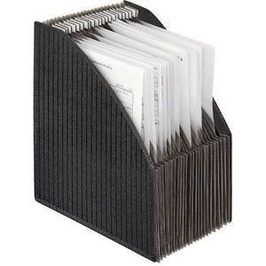 Veloflex 4446280 - Staande verzamelbox DIN A4, sterke PP-folie, met textiel versterkte randen, doos met 23 vakken, geschikt voor A4-documenten, onderste deel flexibel, zwart, 1 stuk