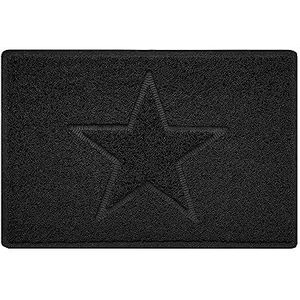 Nicoman Deurmat met sterrenreliëf, alleen geschikt voor buitengebruik, klein (60 x 40 cm), zwart