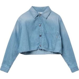 Replay Meisjesblouse met korte snit, denim overhemd, 010, lichtblauw, 12 Jaar