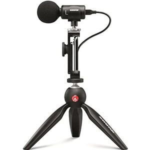Shure MV88+ iPhone Microfoon Video Kit - Digitale stereo condensormicrofoon voor iPhone & Android met Manfrotto Pixi Tripod