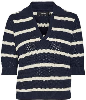 VERO MODA Gebreide damestrui, Navy Blazer/Detail:w. Birch, S