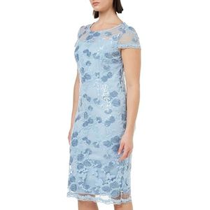 Gina Bacconi Midi-jurk met borduursel voor dames, Hemelsblauw, 38