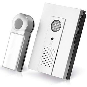 conecto Draadloze belset, belknop en bel, 100 meter bereik, 16 beltonen, draadloos, werkt op batterijen, zilver