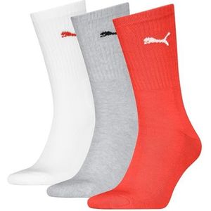 PUMA Uniseks crew sock 3P, rood/grijs, 43-46 EU