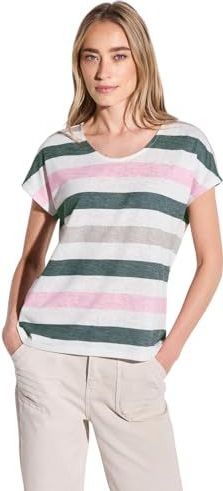 Street One - Overhemd - Streep - Ronde V-hals - Lichtgewicht Jerseystof