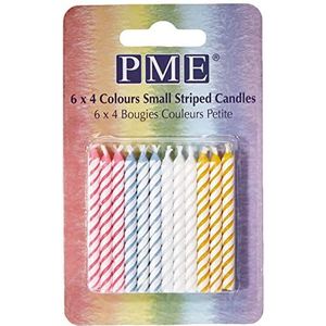 PME 4 kleuren gestreepte kaarsen, klein formaat, 24 stuks