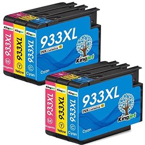 Kingjet 933XL compatibele inktcartridge als vervanging voor HP 932 XL 933 XL 932XL 933XL multipack kleuren cartridge, voor HP Officejet 6600 6100 6700 7110 7510 7610 7612 printer (2 cyaan, 2 magenta, 2 geel)