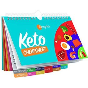 SunnyKeto Keto Diet Cheat Sheet Beknopte handleiding koelkastmagneet referentiekaarten voor ketogene dieetvoedingsmiddelen - inclusief vlees en noten, fruit en groenten, zuivelproducten, oliën en
