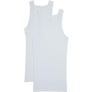 Evolve Katoenen comfortabele vierkante tanktop voor heren, multipack, Wit, L